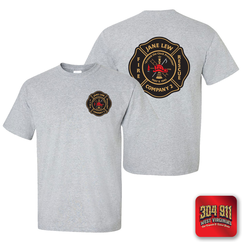 "JANE LEW FIRE DEPARTMENT" SCREEN PRINTED WORK T-SHIRT