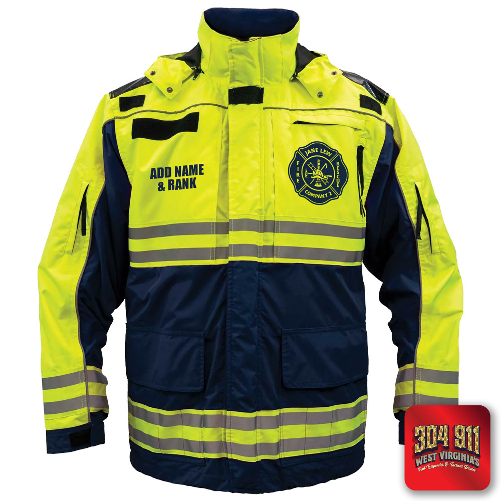 "JANE LEW FIRE DEPARTMENT" GAME - HIGH VIZ RESCUE JACKET PARKA (NAVY)