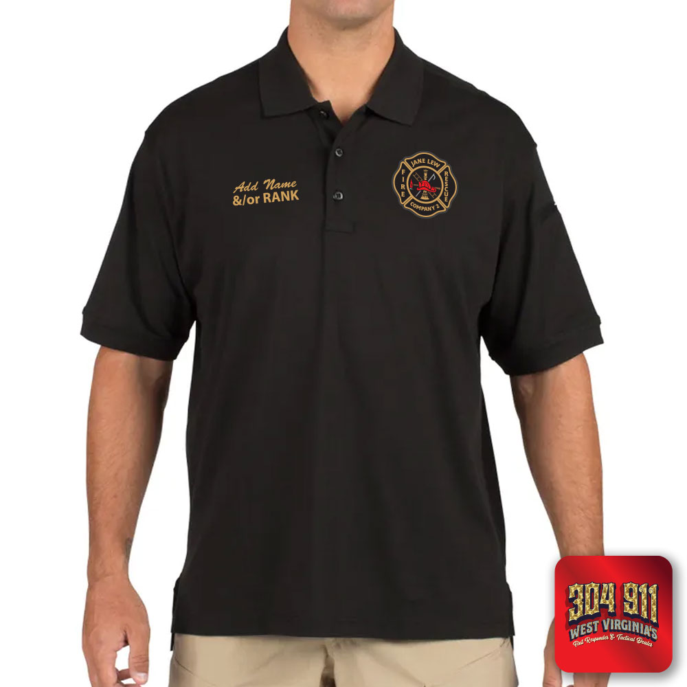 "JANE LEW FIRE DEPARTMENT" (EMBROIDERY) UTILITY SHORT SLEEVE POLO (BLACK)