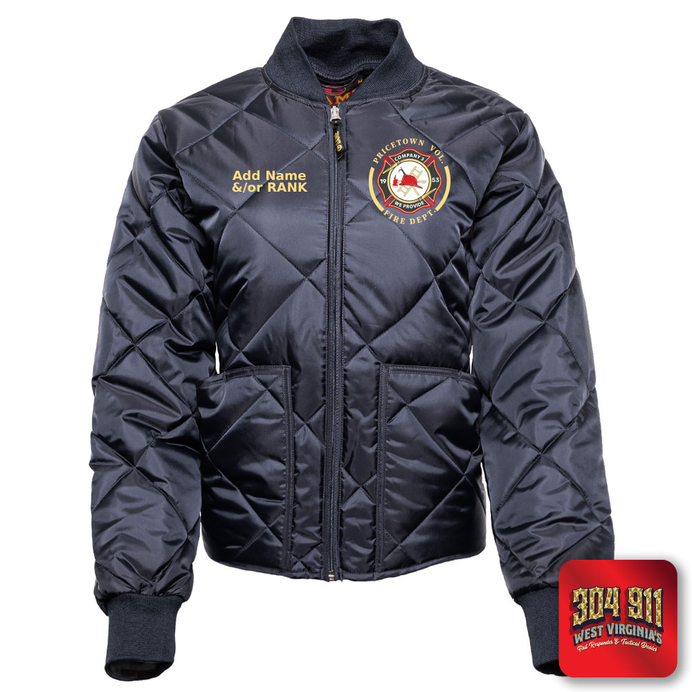 "PRICETOWN VOLUNTEER FIRE DEPARTMENT" GAME - The Ladies Fit Bravest Diamond Quilt Jacket (NAVY)