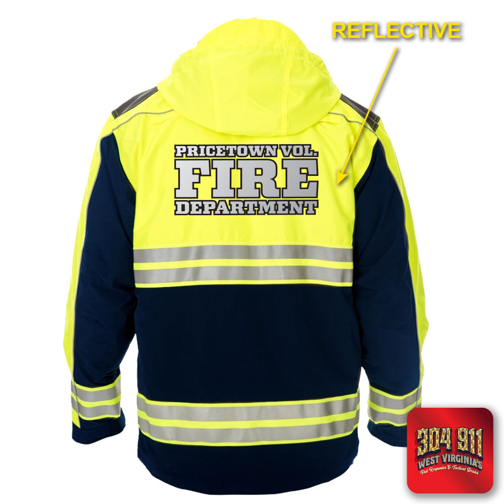 "PRICETOWN VOLUNTEER FIRE DEPARTMENT" GAME - HIGH VIZ RESCUE JACKET PARKA (NAVY)