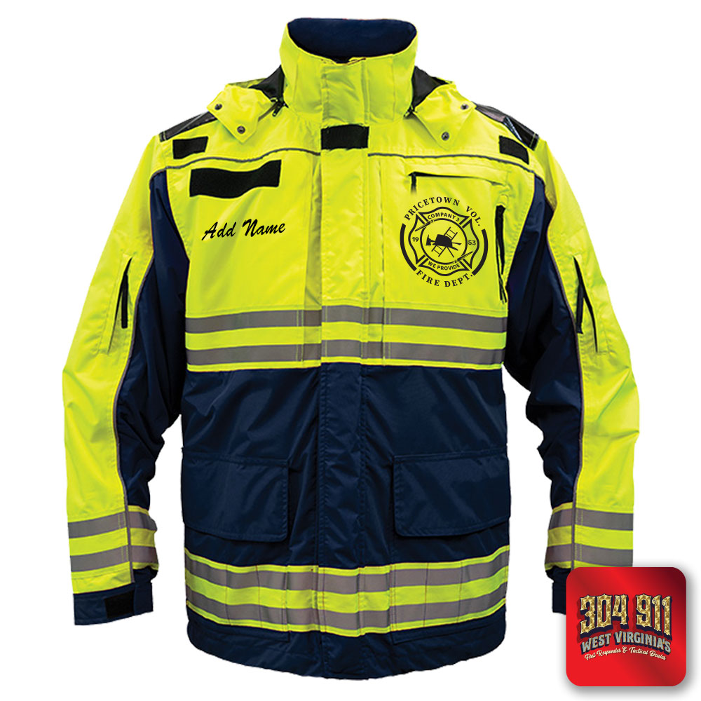 "PRICETOWN VOLUNTEER FIRE DEPARTMENT" GAME - HIGH VIZ RESCUE JACKET PARKA (NAVY)