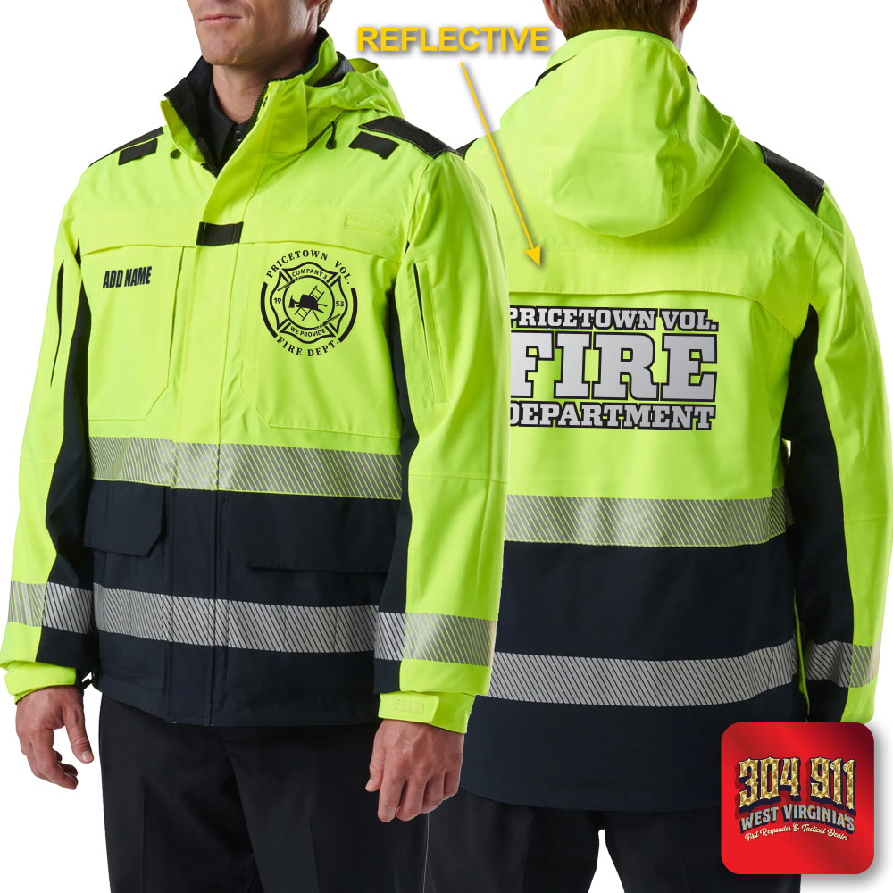 "PRICETOWN VOLUNTEER FIRE DEPARTMENT" (REFLECTIVE PRINT) RESPONDER HI-VIS PARKA 2.0 5.11 Tactical (DARK NAVY)
