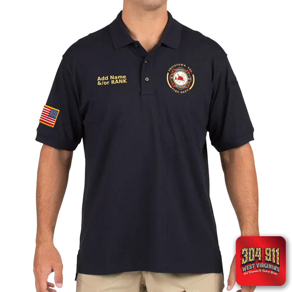 "PRICETOWN VOLUNTEER FIRE DEPARTMENT" TACTICAL JERSEY SHORT SLEEVE POLO (NAVY)