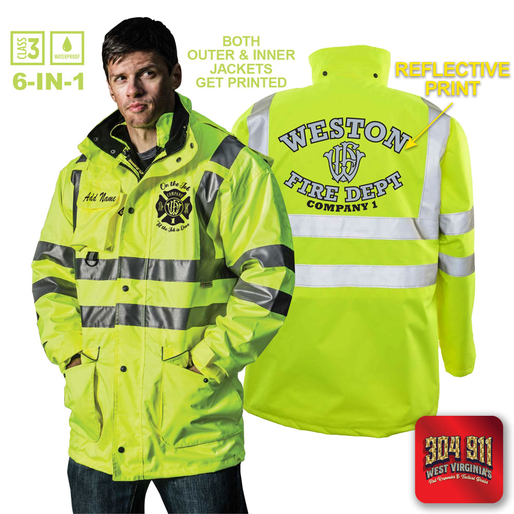 "WESTON FIRE DEPARTMENT" GAME - The 6 in 1 Jacket (NEON LIME)