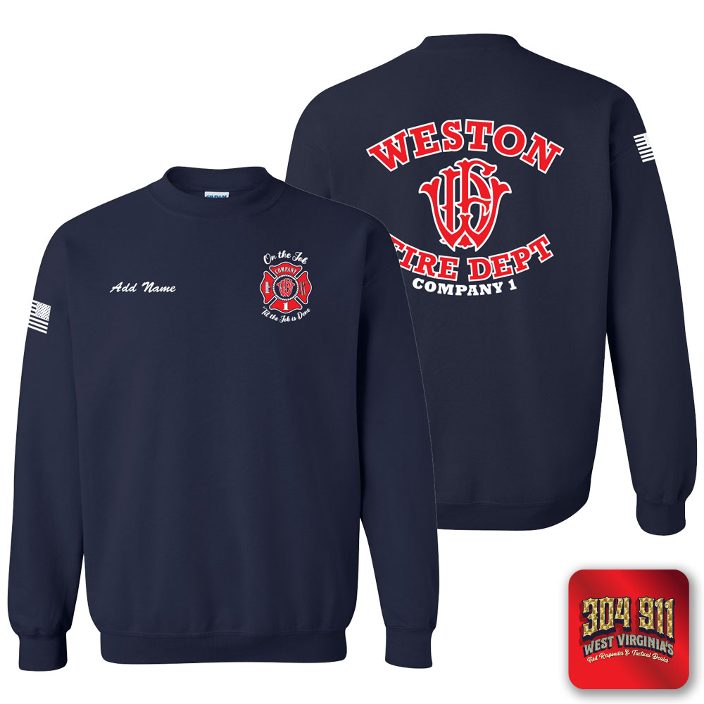 "WESTON FIRE DEPARTMENT" NAVY GILDAN WORK SWEATSHIRT
