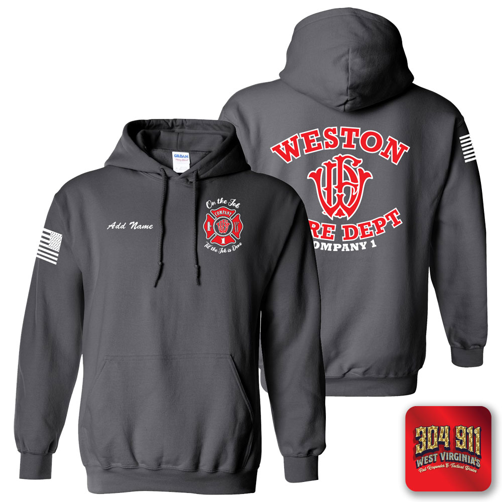"WESTON FIRE DEPARTMENT" CHARCOAL GILDAN WORK HOODIE