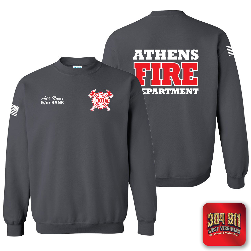 "ATHENS FIRE DEPARTMENT" CHARCOAL GILDAN WORK SWEATSHIRT