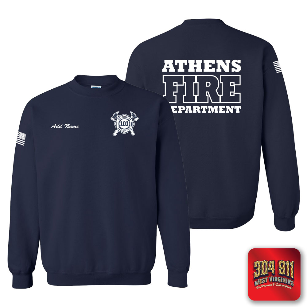 "ATHENS FIRE DEPARTMENT" NAVY GILDAN WORK SWEATSHIRT