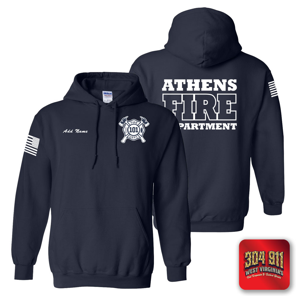 "ATHENS FIRE DEPARTMENT" NAVY GILDAN WORK HOODIE