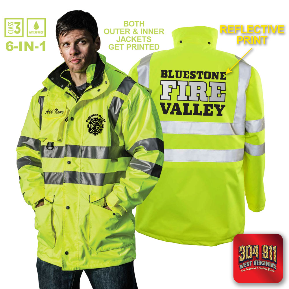 "BLUESTONE VALLEY VOL FIRE DEPT" GAME - The 6 in 1 Jacket (NEON LIME)