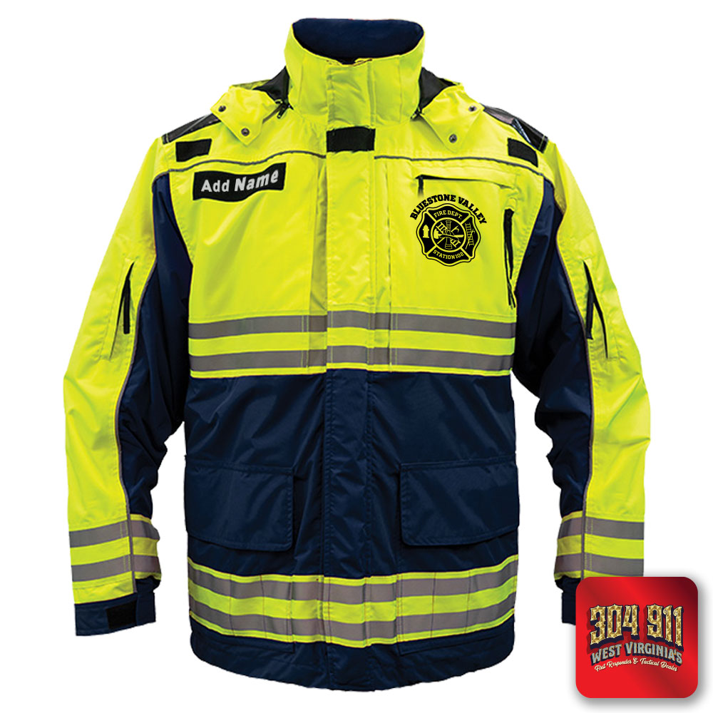 "BLUESTONE VALLEY VOL FIRE DEPT" GAME - HIGH VIZ RESCUE JACKET PARKA (NAVY)