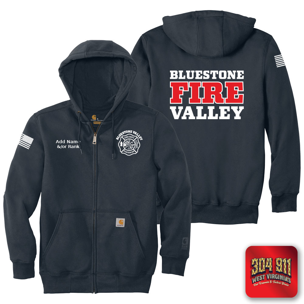 "BLUESTONE VALLEY VOL FIRE DEPT" NEW NAVY Carhartt ® Rain Defender ® Paxton Heavyweight Hooded Zip Mock Sweatshirt