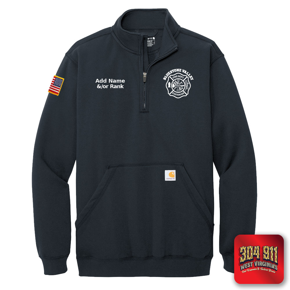 "BLUESTONE VALLEY VOL FIRE DEPT" NEW NAVY Carhartt® Midweight 1/4-Zip Mock Neck Sweatshirt