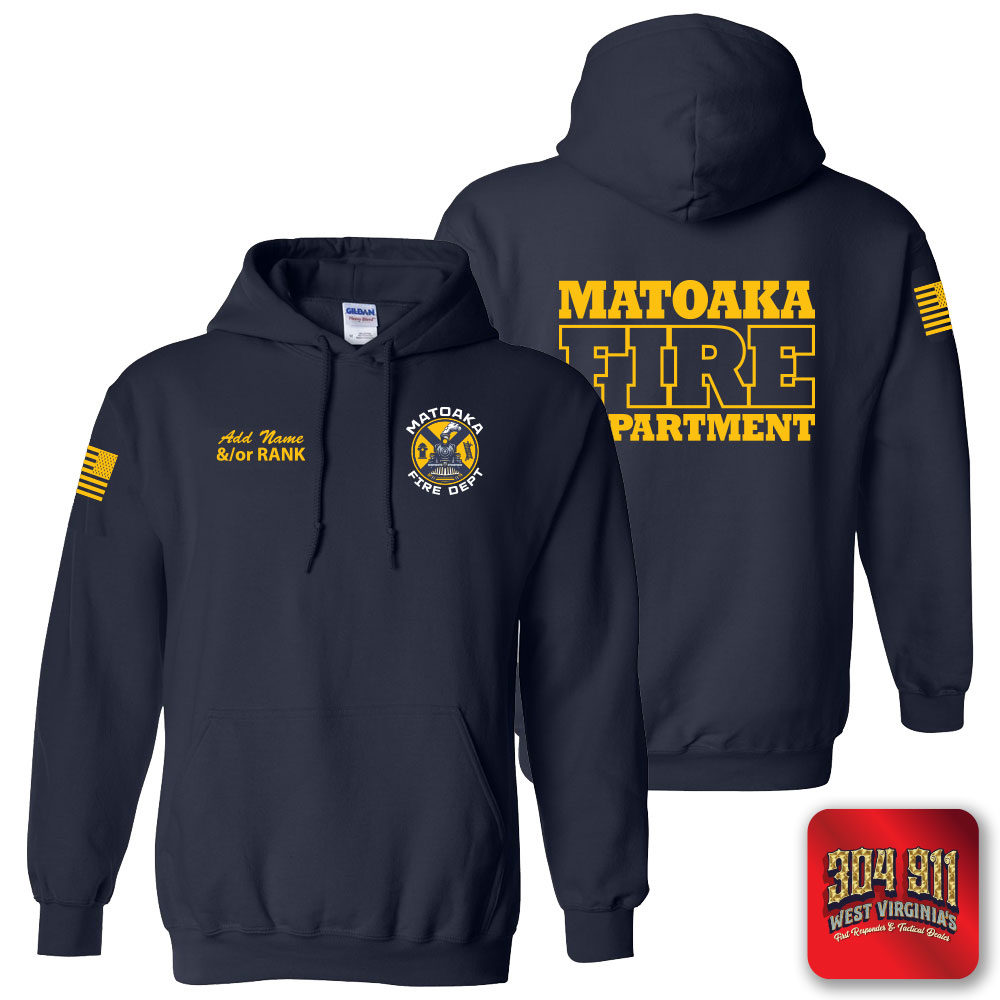 "MATOAKA FIRE DEPARTMENT" NAVY GILDAN WORK HOODIE