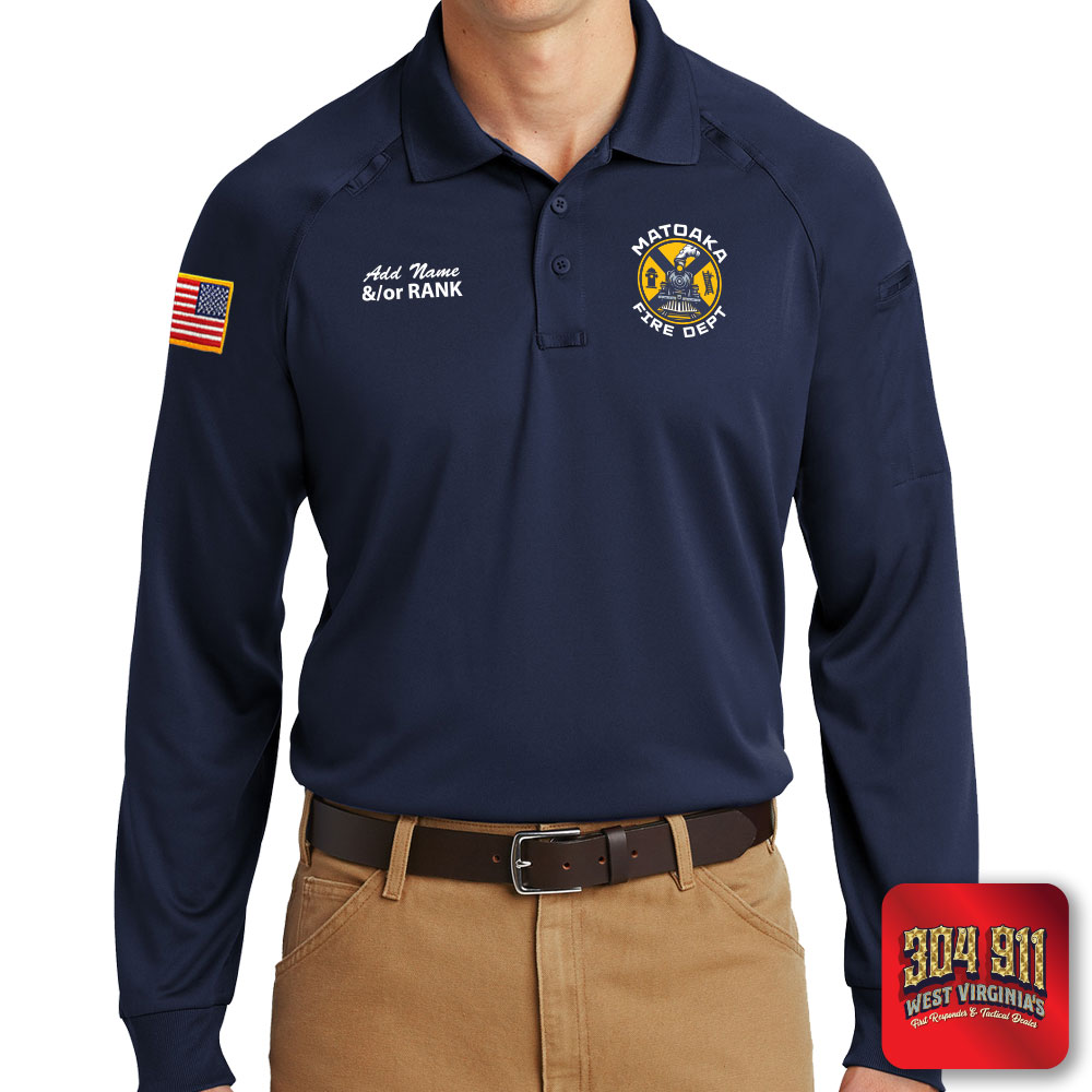 "MATOAKA FIRE DEPARTMENT" (EMBROIDERY) CornerStone® - Select Long Sleeve Snag-Proof Tactical Polo (NAVY)