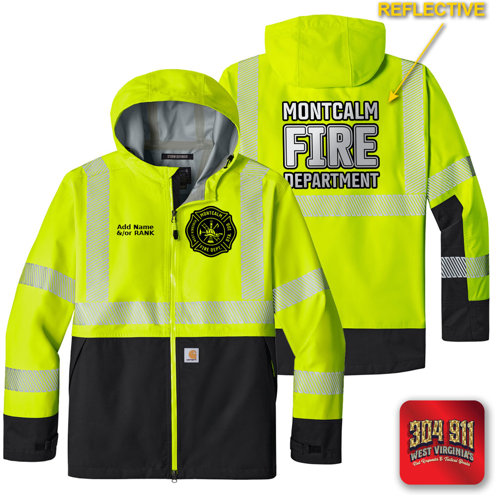 "MONTCALM FIRE DEPARTMENT" BRIGHT LIME Carhartt® ANSI 107 Class 3 Storm Defender® Jacket