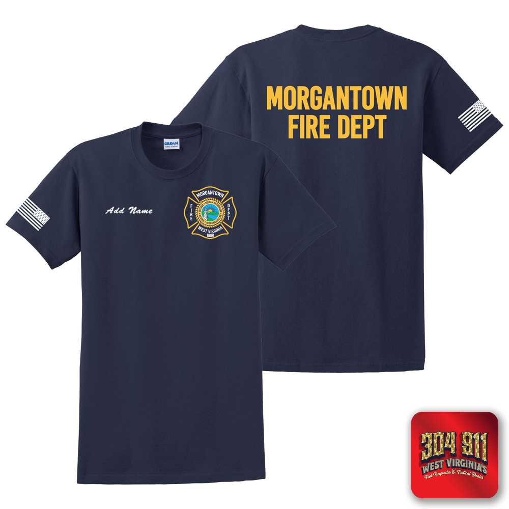 "MORGANTOWN FIRE DEPT" NAVY WORK TEE
