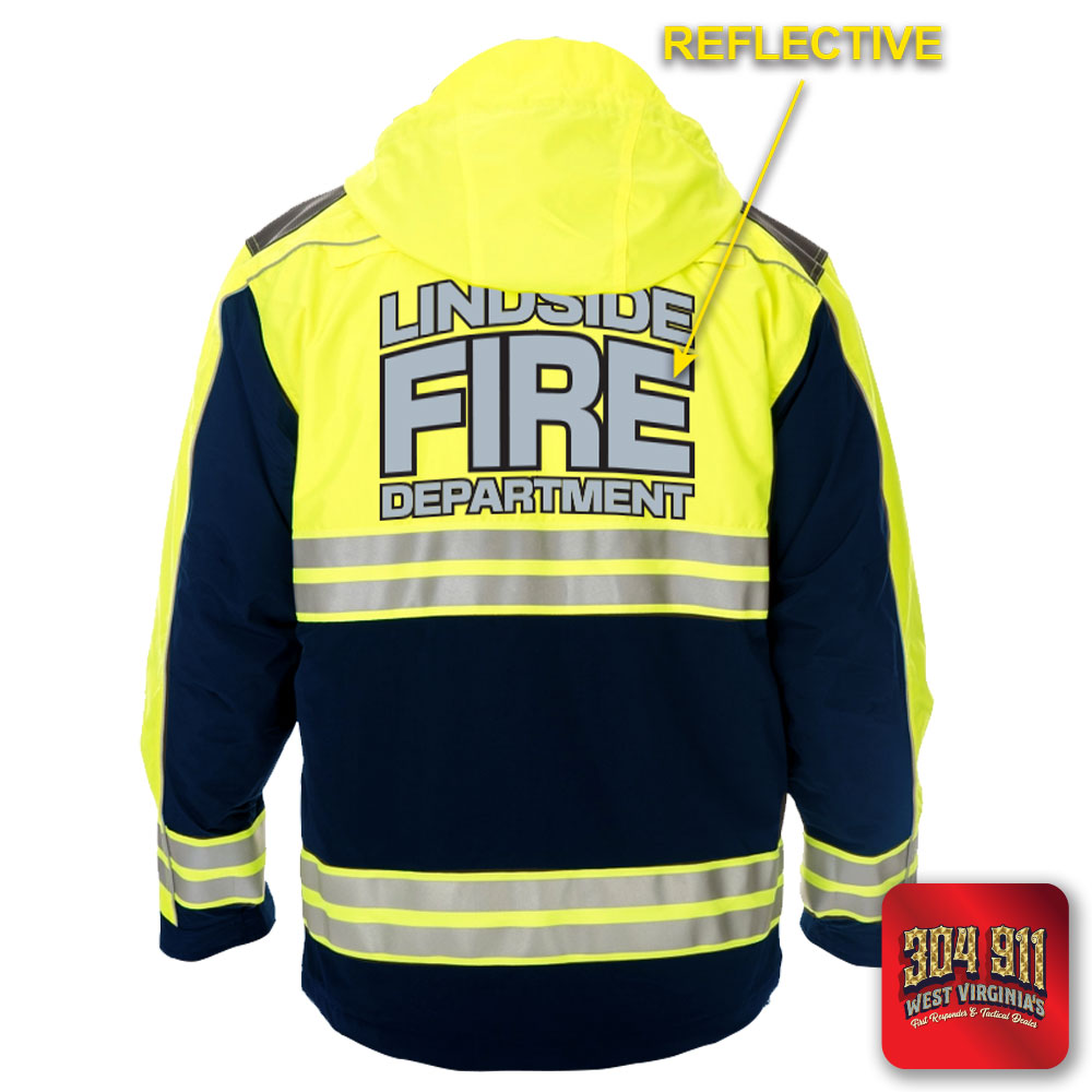 "LINDSIDE VOL FIRE DEPARTMENT" GAME - HIGH VIZ RESCUE JACKET PARKA (NAVY)