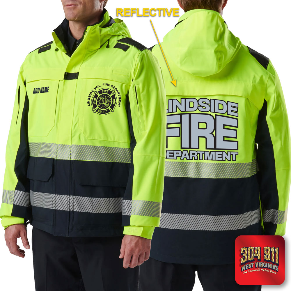 "LINDSIDE VOL FIRE DEPARTMENT" (REFLECTIVE PRINT) RESPONDER HI-VIS PARKA 2.0 5.11 Tactical (DARK NAVY)
