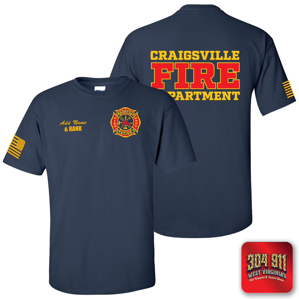 "CRAIGSVILLE FIRE DEPARTMENT" NAVY WORK TEE