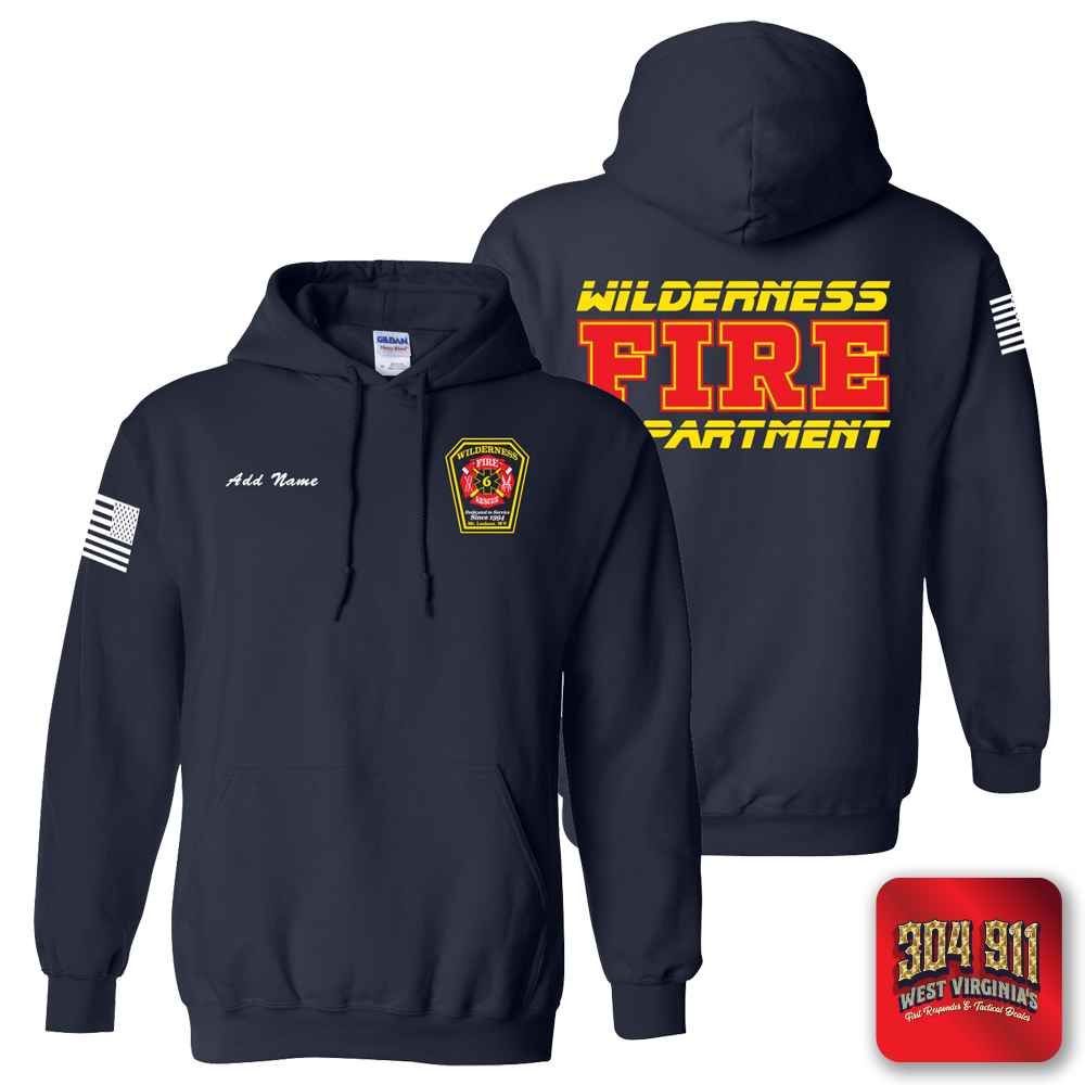 "WILDERNESS FIRE DEPARTMENT" NAVY GILDAN WORK HOODIE