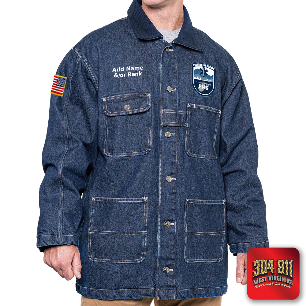 "POCAHONTAS COUNTY EMS" GAME - The Denim Chore Coat (NAVY)