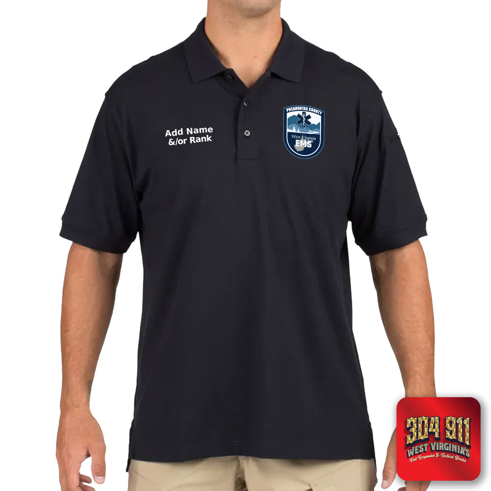 "POCAHONTAS COUNTY EMS" (EMBROIDERY) UTILITY SHORT SLEEVE POLO (NAVY)