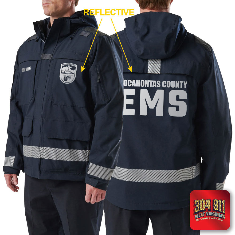 "POCAHONTAS COUNTY EMS" (REFLECTIVE PRINT) RESPONDER PARKA 2.0 5.11 Tactical (DARK NAVY)
