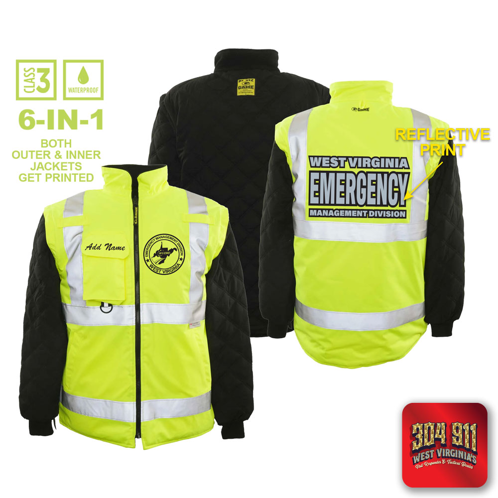 "WV EMERGENCY MANAGEMENT DIVISION" GAME - The 6 in 1 Jacket (NEON LIME)