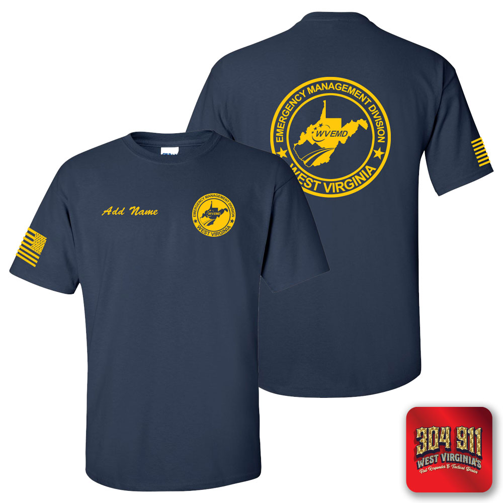 "WV EMERGENCY MANAGEMENT DIVISION" SCREEN PRINTED NAVY WORK T-SHIRT
