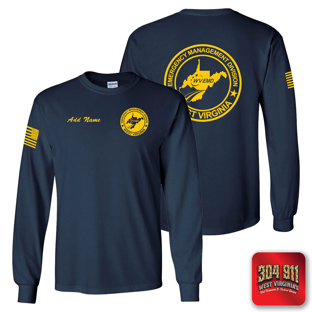 "WV EMERGENCY MANAGEMENT DIVISION" NAVY SCREEN PRINTED LONG SLEEVE WORK T-SHIRT