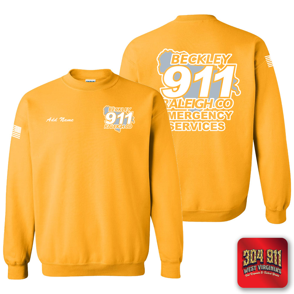 "BECKLEY-RALEIGH COUNTY EMERGENCY SERVICES" GOLD GILDAN WORK SWEATSHIRT