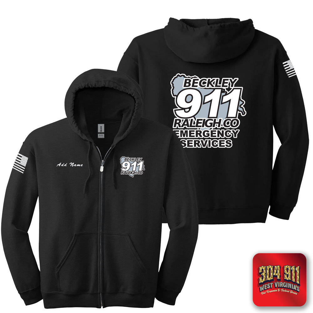 "BECKLEY-RALEIGH COUNTY EMERGENCY SERVICES" BLACK GILDAN Heavy Blend™ Full-Zip Hooded Sweatshirt
