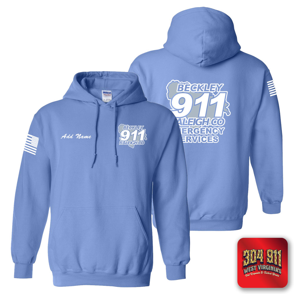 "BECKLEY-RALEIGH COUNTY EMERGENCY SERVICES" CAROLINA BLUE GILDAN WORK HOODIE
