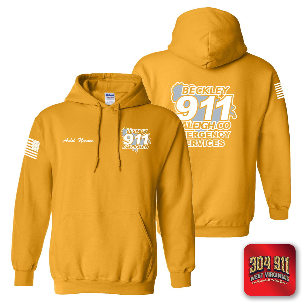 "BECKLEY-RALEIGH COUNTY EMERGENCY SERVICES" GOLD GILDAN WORK HOODIE