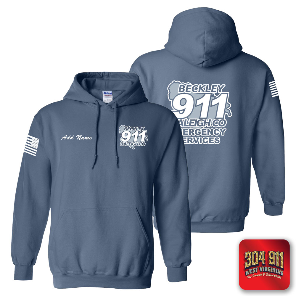 "BECKLEY-RALEIGH COUNTY EMERGENCY SERVICES" INDIGO BLUE GILDAN WORK HOODIE