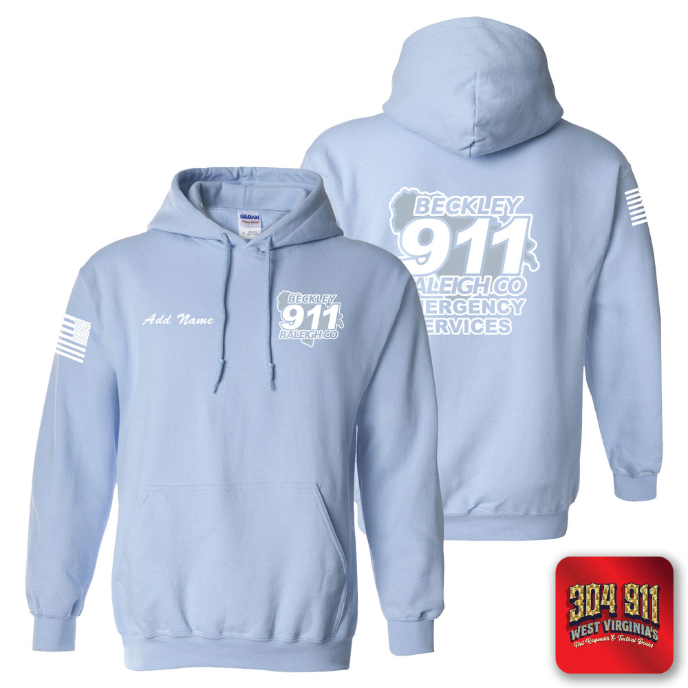 "BECKLEY-RALEIGH COUNTY EMERGENCY SERVICES" LIGHT BLUE GILDAN WORK HOODIE