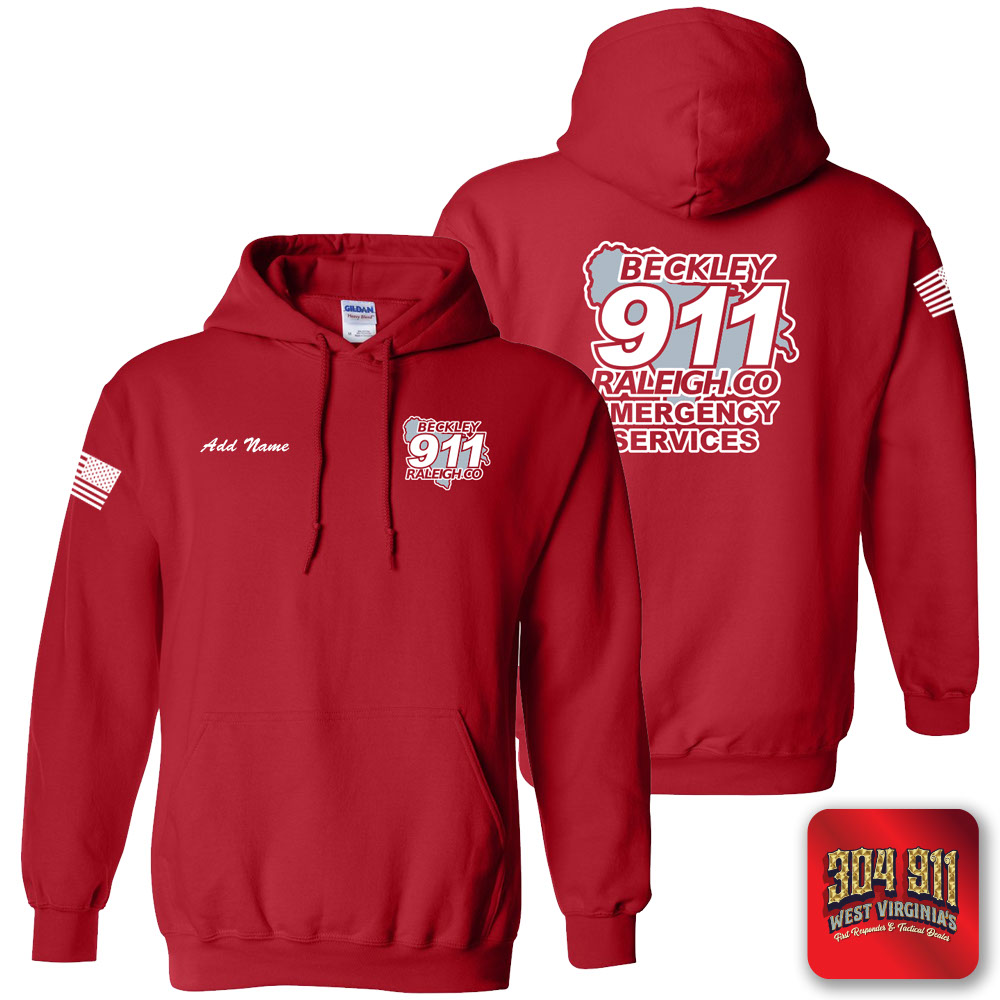 "BECKLEY-RALEIGH COUNTY EMERGENCY SERVICES" RED GILDAN WORK HOODIE