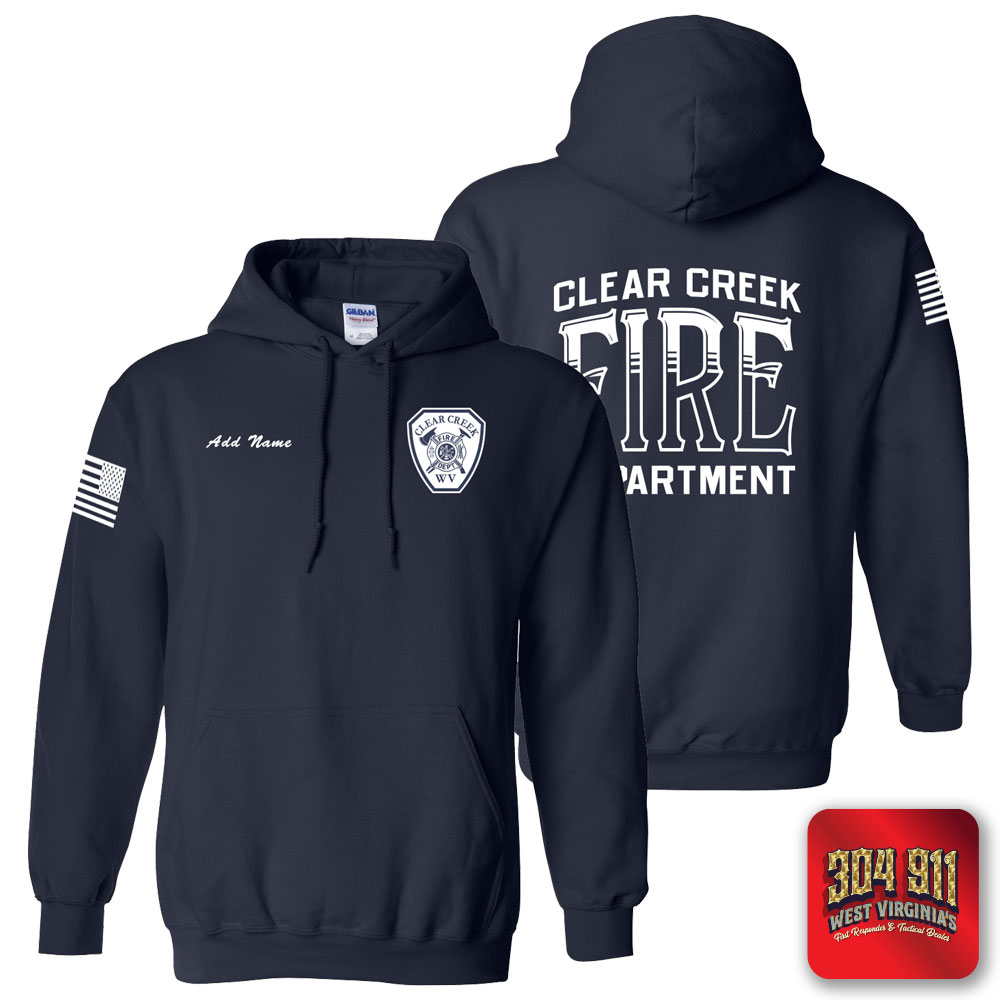 "CLEAR CREEK VOL FIRE DEPARTMENT" NAVY GILDAN WORK HOODIE