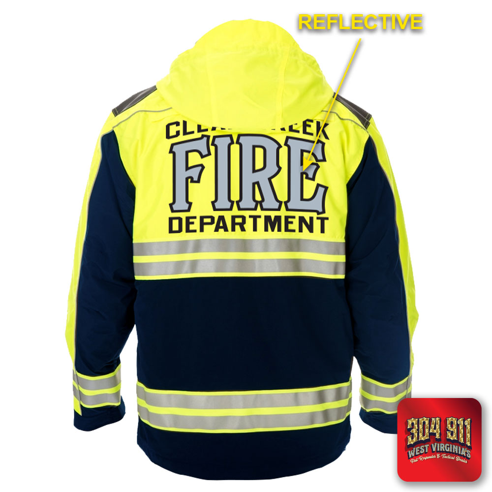 "CLEAR CREEK VOL FIRE DEPARTMENT" GAME - HIGH VIZ RESCUE JACKET PARKA (NAVY)