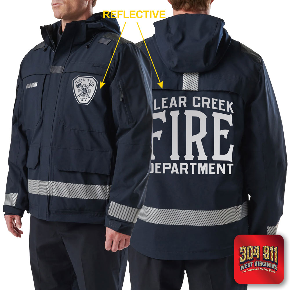 "CLEAR CREEK VOL FIRE DEPARTMENT" (REFLECTIVE PRINT) RESPONDER PARKA 2.0 5.11 Tactical (DARK NAVY)