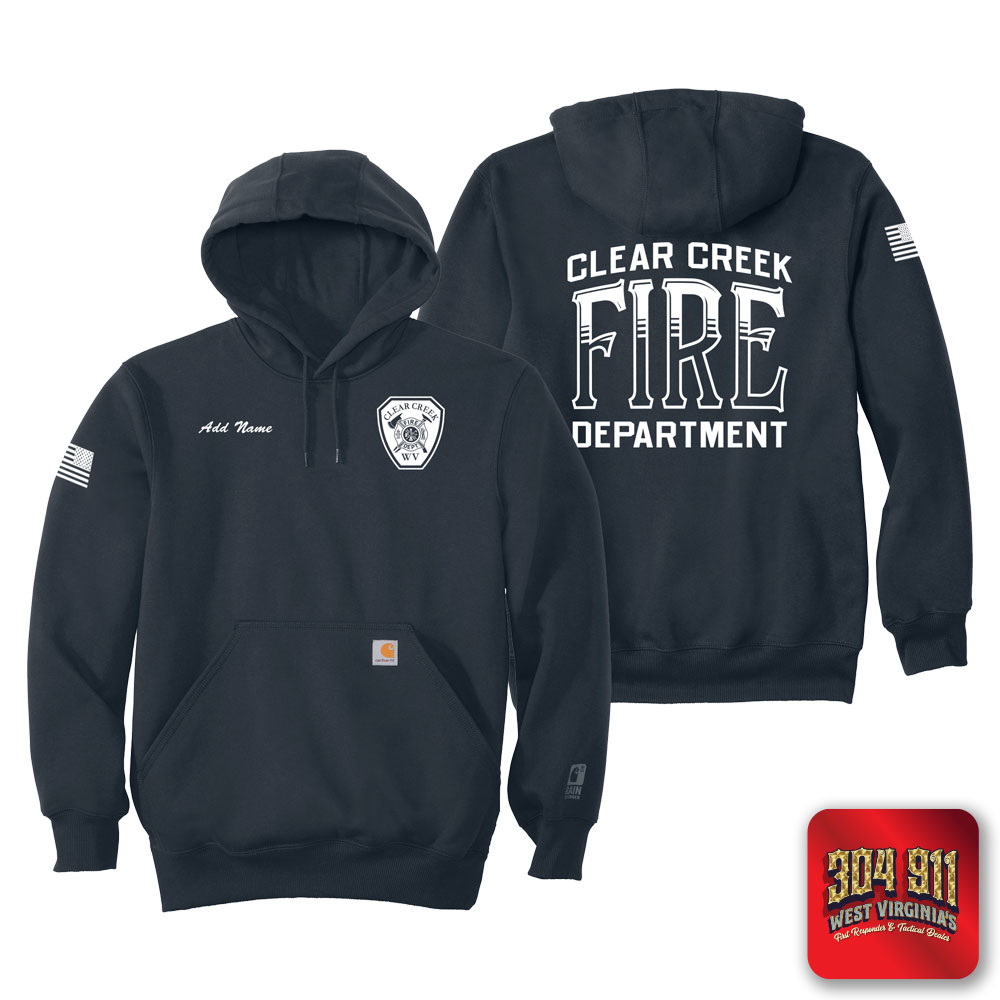 "CLEAR CREEK VOL FIRE DEPARTMENT" NAVY Carhartt ® Rain Defender ® Paxton Heavyweight Hooded Sweatshirt