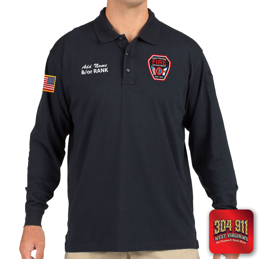 "GHENT VOL FIRE DEPT" (EMBROIDERY) TACTICAL JERSEY LONG SLEEVE POLO (NAVY)