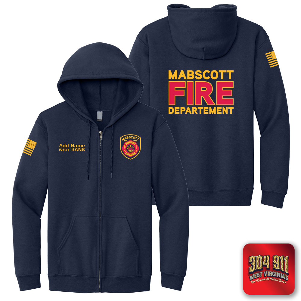 "MABSCOTT VOLUNTEER FIRE DEPARTMENT" SCREEN PRINT ON NAVY JERZEES® - NuBlend® Full-Zip Hooded Sweatshirt