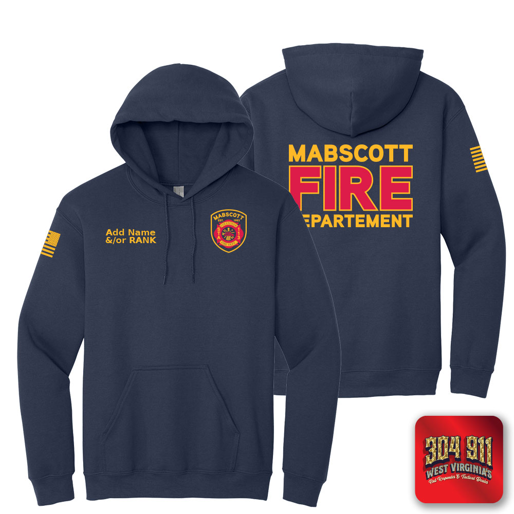 "MABSCOTT VOLUNTEER FIRE DEPARTMENT" SCREEN PRINT ON NAVY JERZEES® - NuBlend® Pullover Hooded Sweatshirt