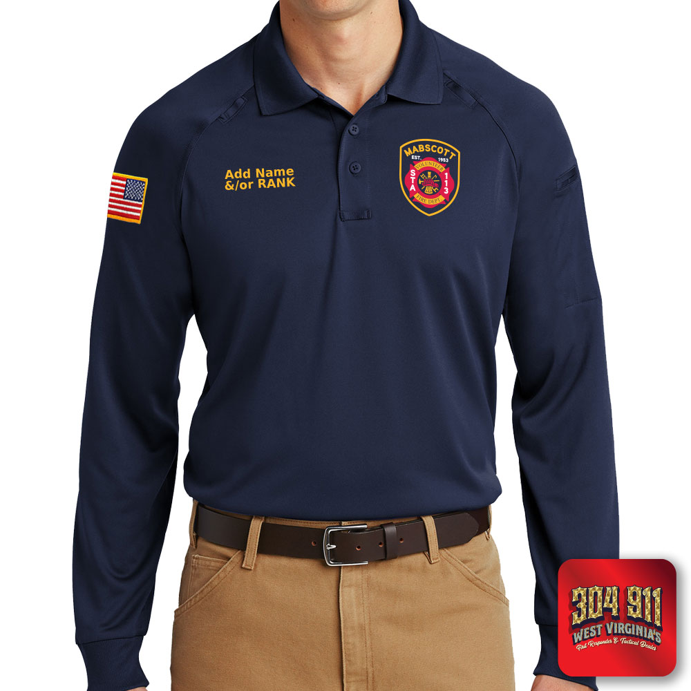 "MABSCOTT VOLUNTEER FIRE DEPARTMENT" (EMBROIDERY) CornerStone® - Select Long Sleeve Snag-Proof Tactical Polo (NAVY)