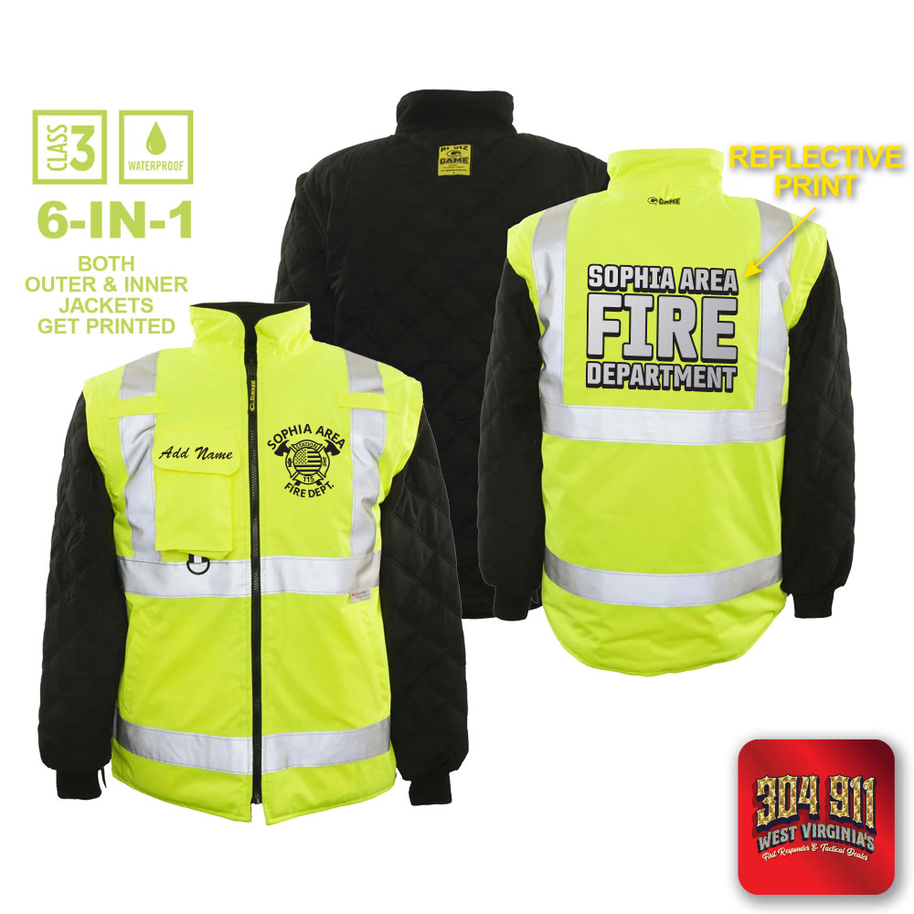 "SOPHIA AREA FIRE DEPARTMENT" GAME - The 6 in 1 Jacket (NEON LIME)