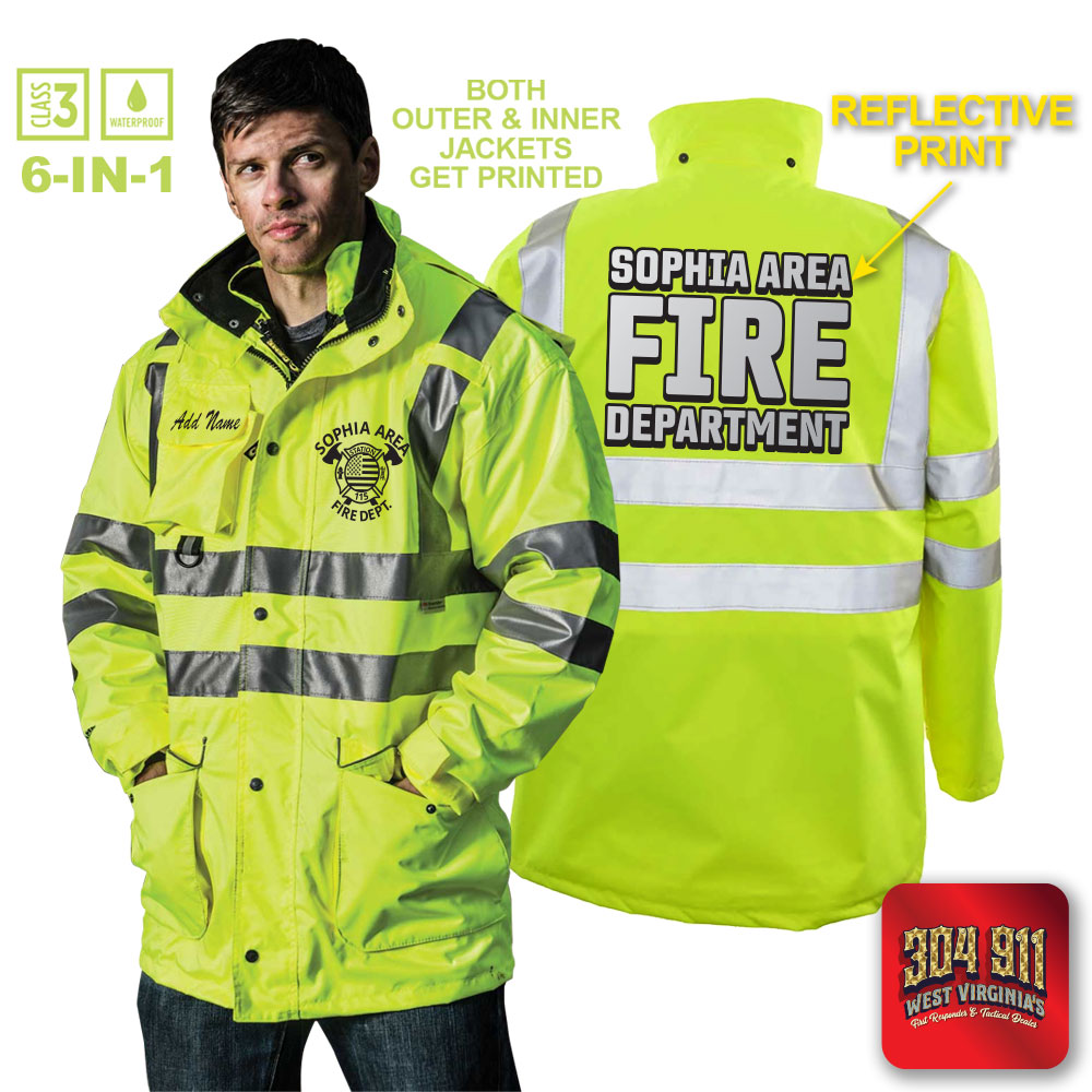 "SOPHIA AREA FIRE DEPARTMENT" GAME - The 6 in 1 Jacket (NEON LIME)