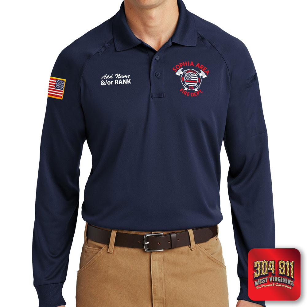 "SOPHIA AREA FIRE DEPARTMENT" (EMBROIDERY) CornerStone® - Select Long Sleeve Snag-Proof Tactical Polo (NAVY)